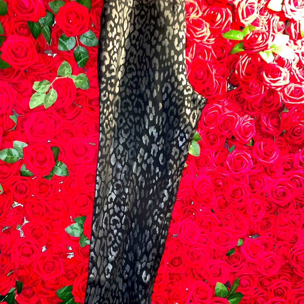 INC LEOPARD BLACK ON BLACK THICK LEGGINGS